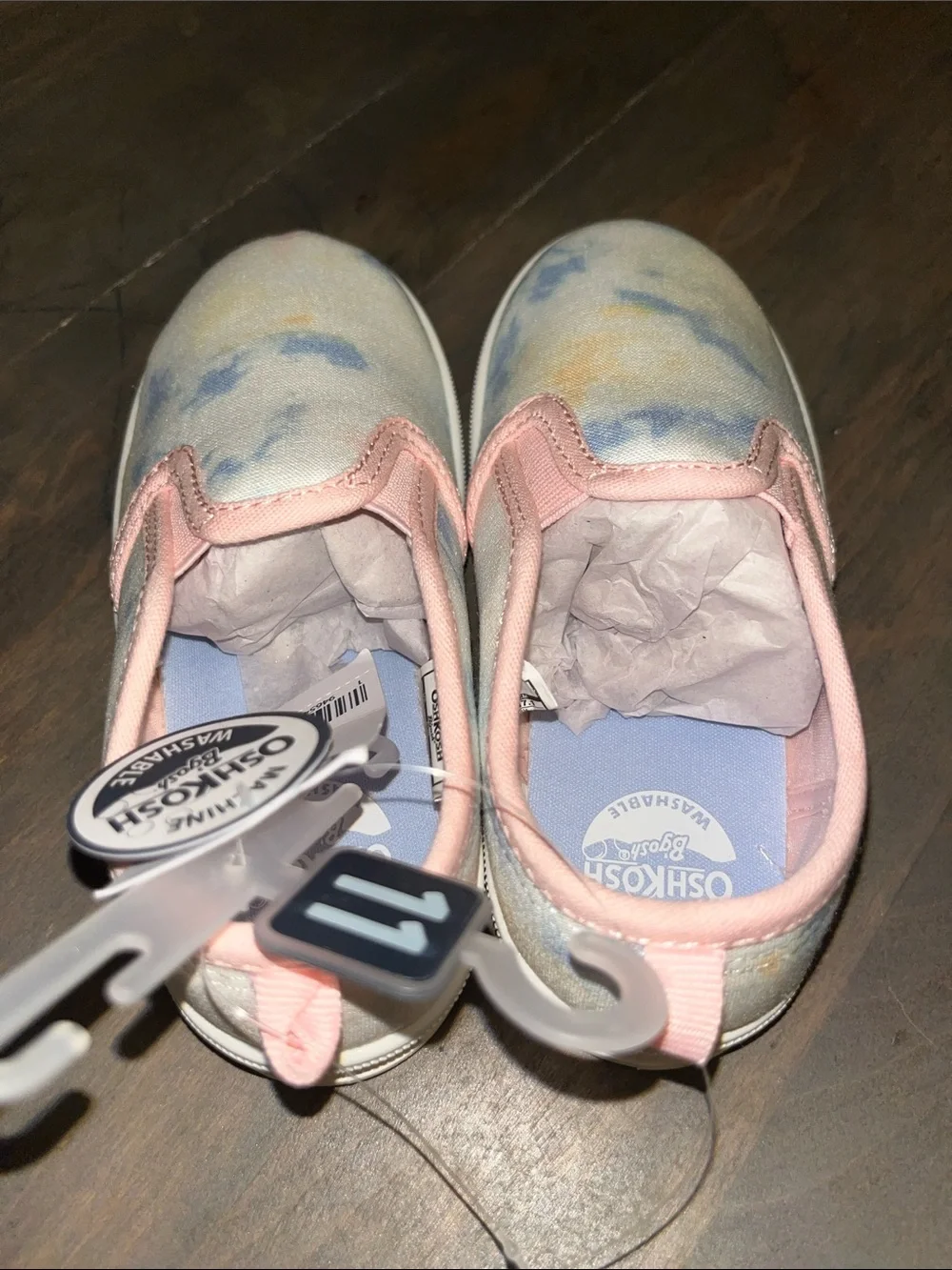 OshKosh B'gosh Pastel Tie-Dye Slip-On Sneakers in Pink Trim